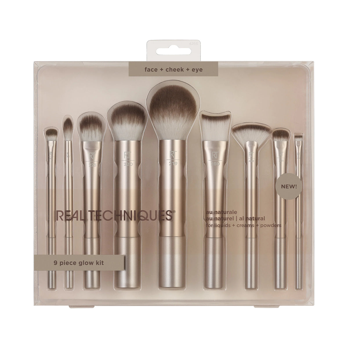Real Techniques 9-Piece Glow Kit Makeup Brush Set for Face, Cheeks & Eyes
