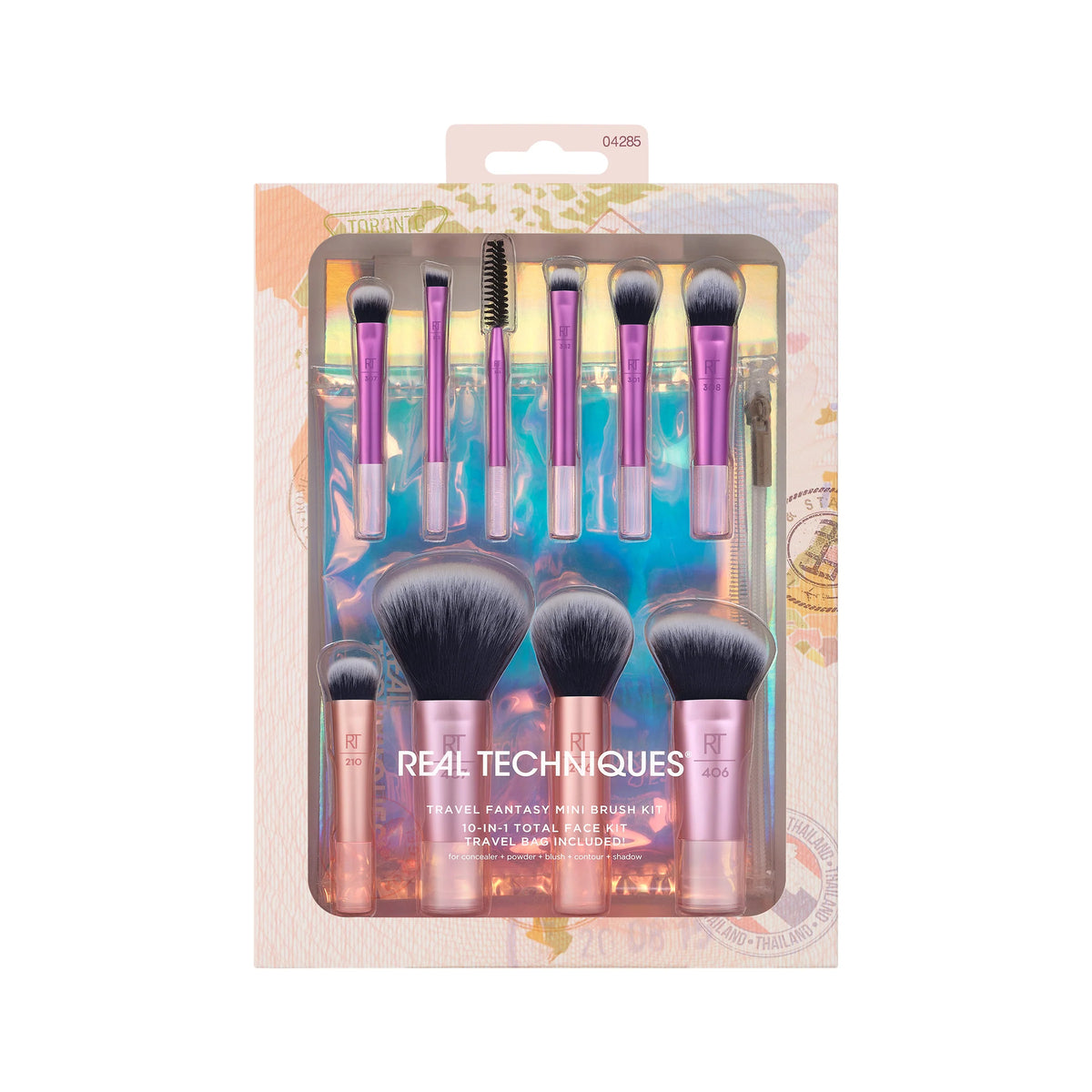 Real Techniques Travel Fantasy Mini Brush Set with Free Makeup Bag