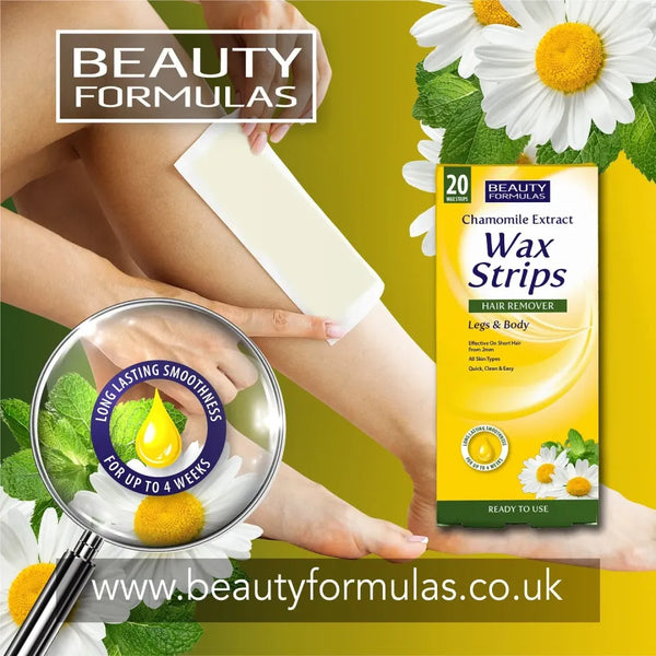 Beauty Formulas Chamomile Extract Wax Strips Hair Remover For Legs & Body 20pc