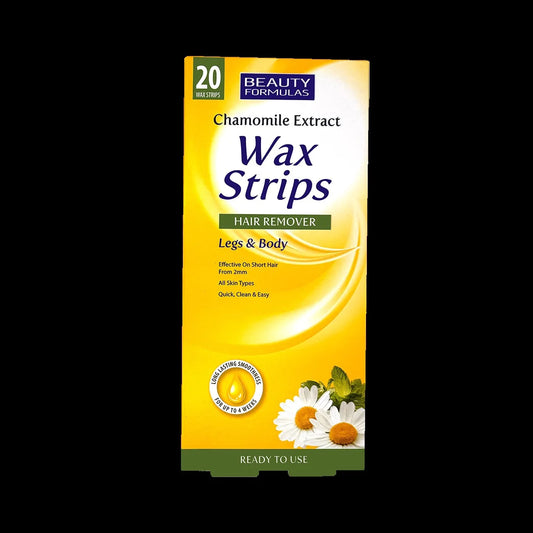 Beauty Formulas Chamomile Extract Wax Strips Hair Remover For Legs & Body 20pc