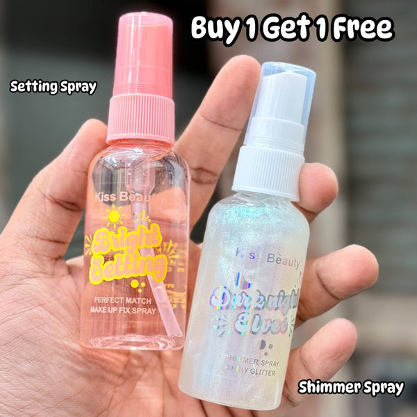 Buy 1 Get 1 Free - Kiss Beauty Setting Spray + Shimmer Shiny Glitter Spray