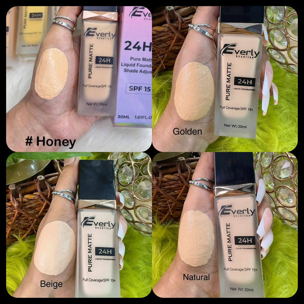 Everly Beauties Pure Matte Full Coverage Liquid Foundation SPF 15+ 30ml