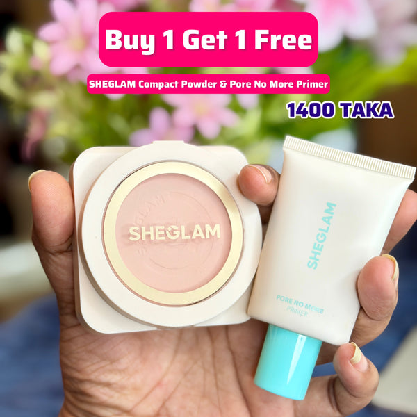 Buy 1 Get 1 Free – Buy SHEGLAM Powder Focus Foundation Compact Powder & Get Free Pore No More Primer