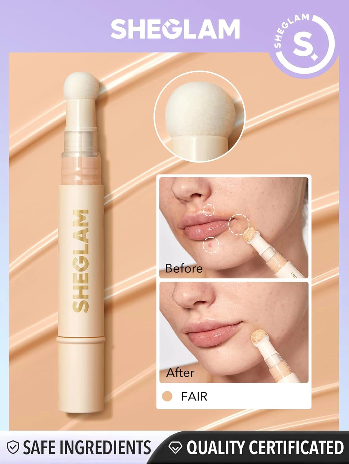 SHEGLAM Complexion Boost Concealer – Full Coverage Brightening Concealer 4.5g